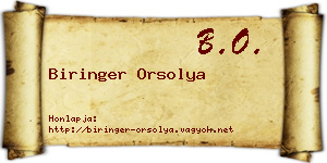 Biringer Orsolya névjegykártya